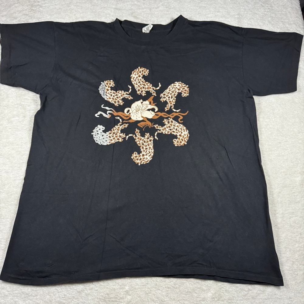 Danskin Plus‎ Womens 3X Black Leopard Floral Graphic T-Shirt Cotton Made in USA